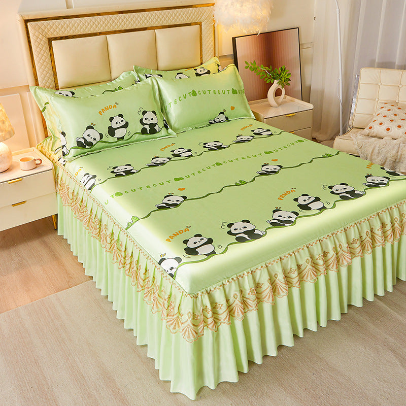 viscose fiber sleeping mat set Bed Skirt Three-piece Set Home
