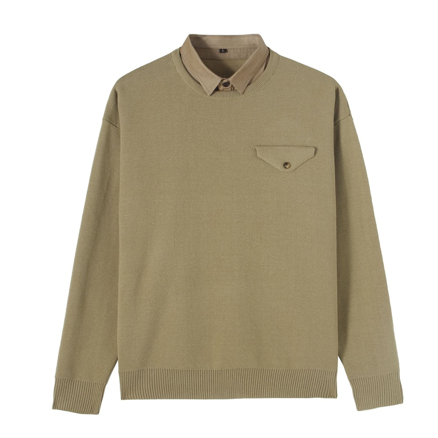 youth simple everyday fake pocket sweater men