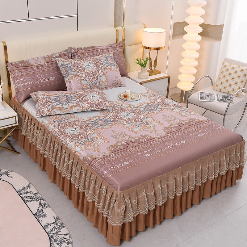 viscose fiber sleeping mat set  Bed Skirt Three-piece Set Home