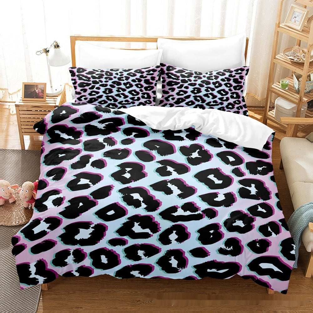 Animal fur grain duvet cover set Pillowcase Three-piece Set