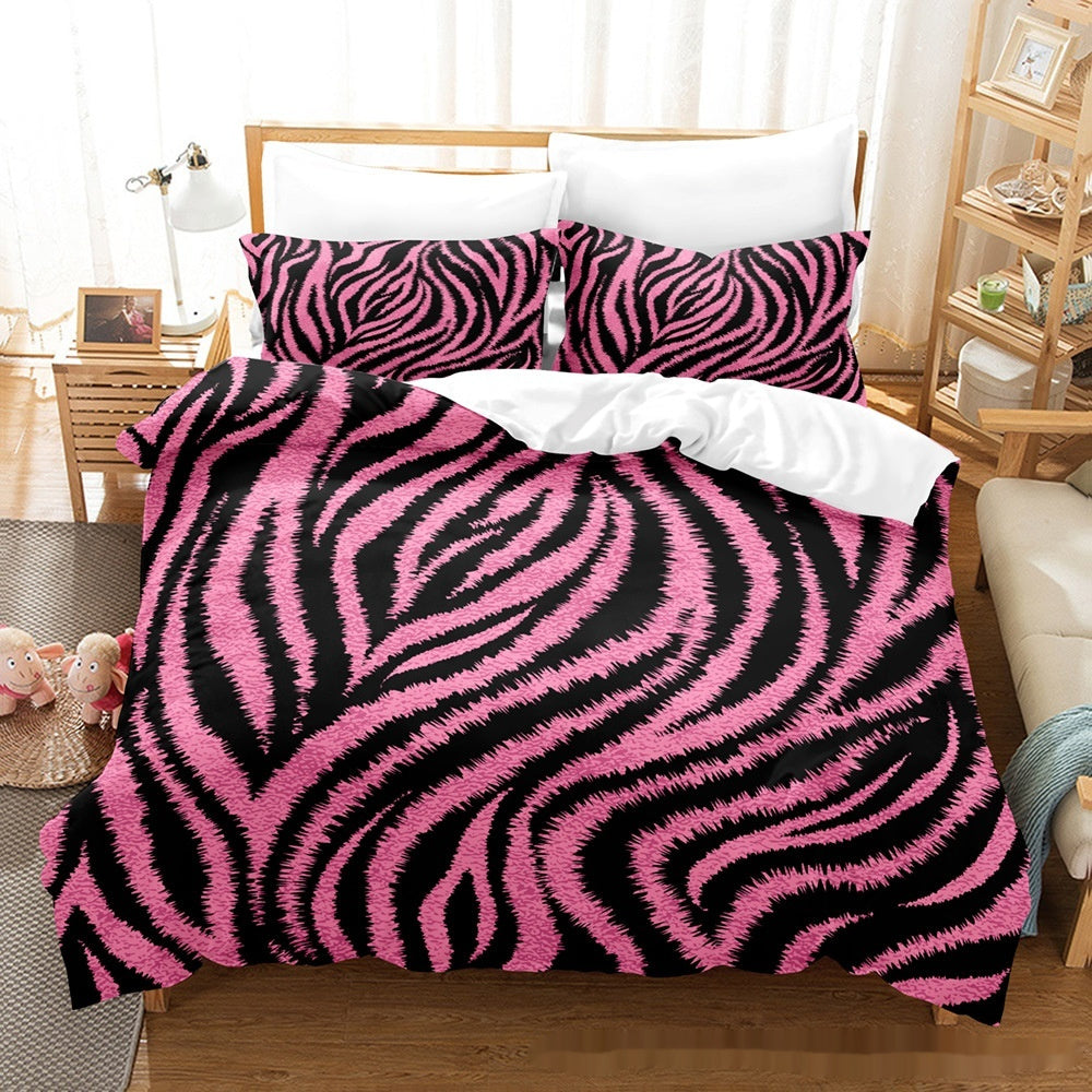 Animal fur grain duvet cover set Pillowcase Three-piece Set