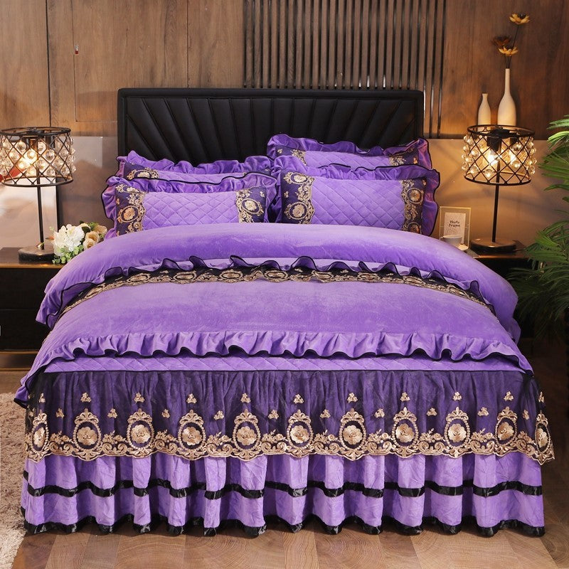 lace bedskirt mattress cover set Bedspread Pillowcases Home Textiles