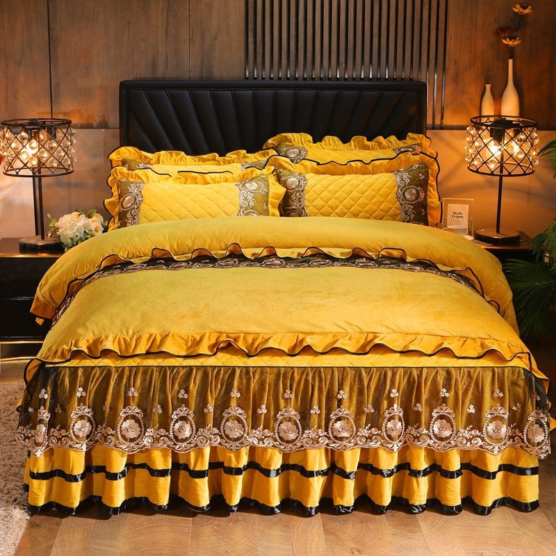 lace bedskirt mattress cover set Bedspread Pillowcases Home Textiles