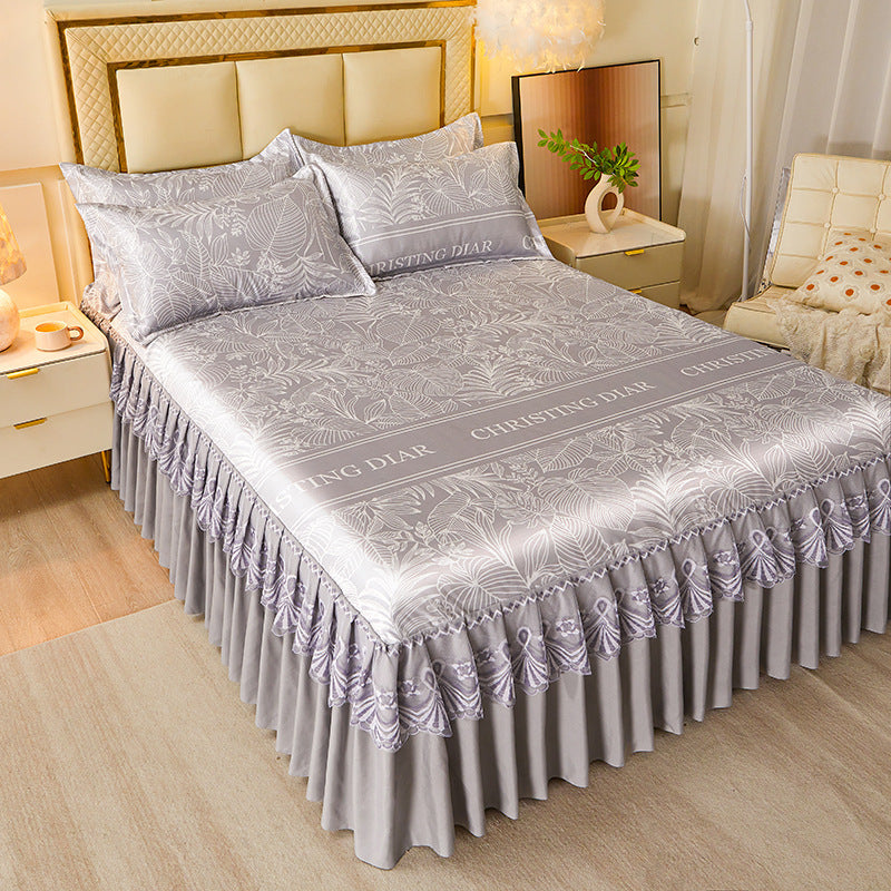 viscose fiber sleeping mat set  Bed Skirt Three-piece Set Home