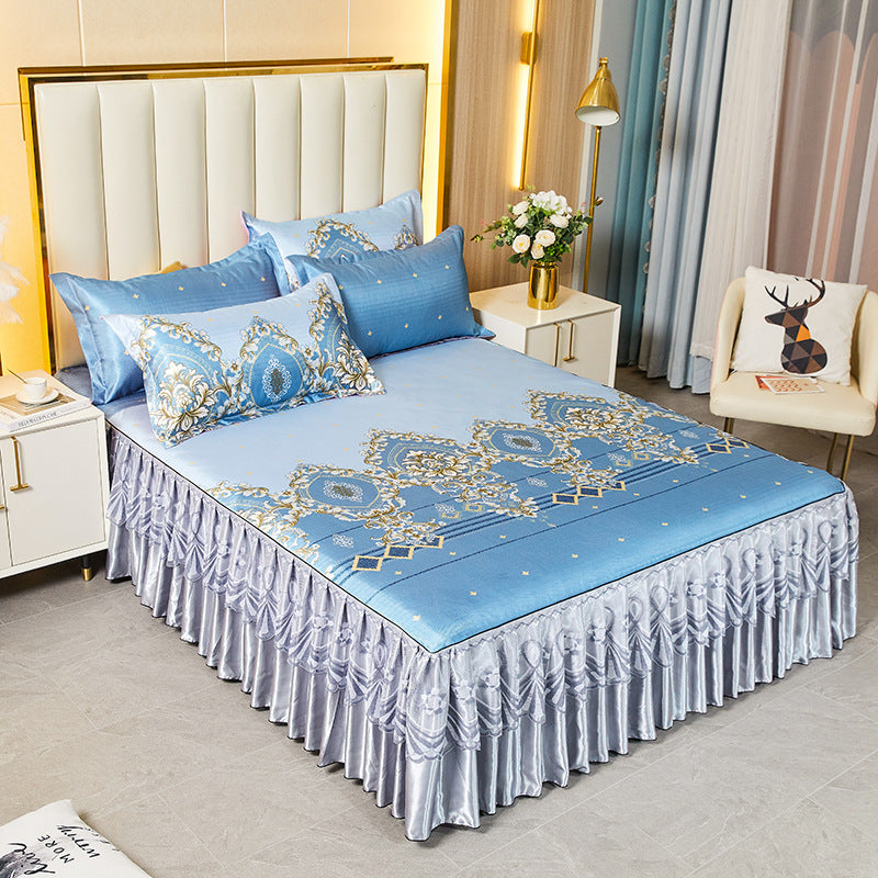 viscose fiber sleeping mat set  Bed Skirt Three-piece Set Home