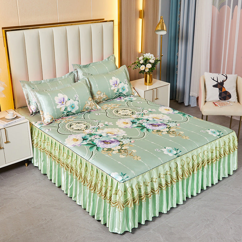 viscose fiber sleeping mat set  Bed Skirt Three-piece Set Home