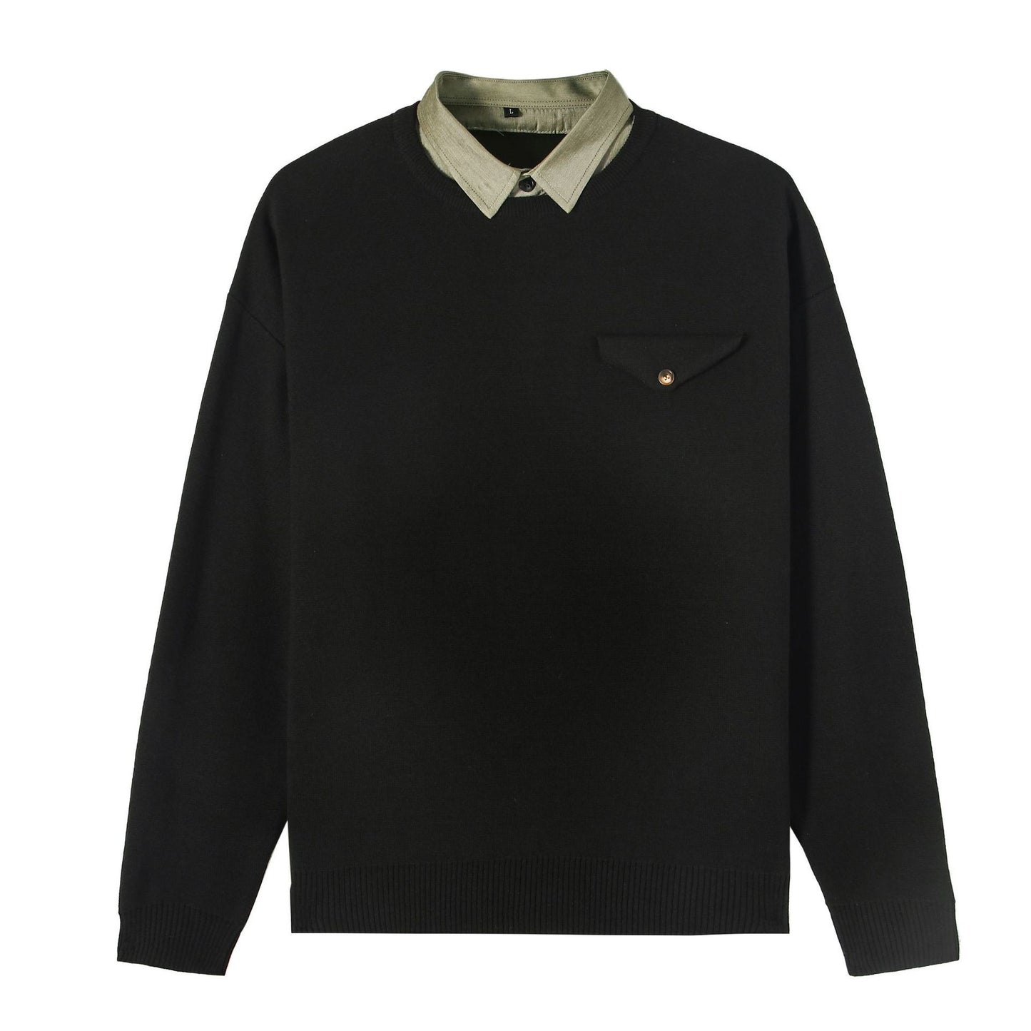 youth simple everyday fake pocket sweater men