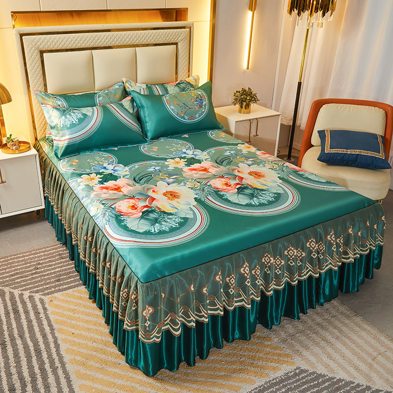 viscose fiber sleeping mat set  Bed Skirt Three-piece Set Home