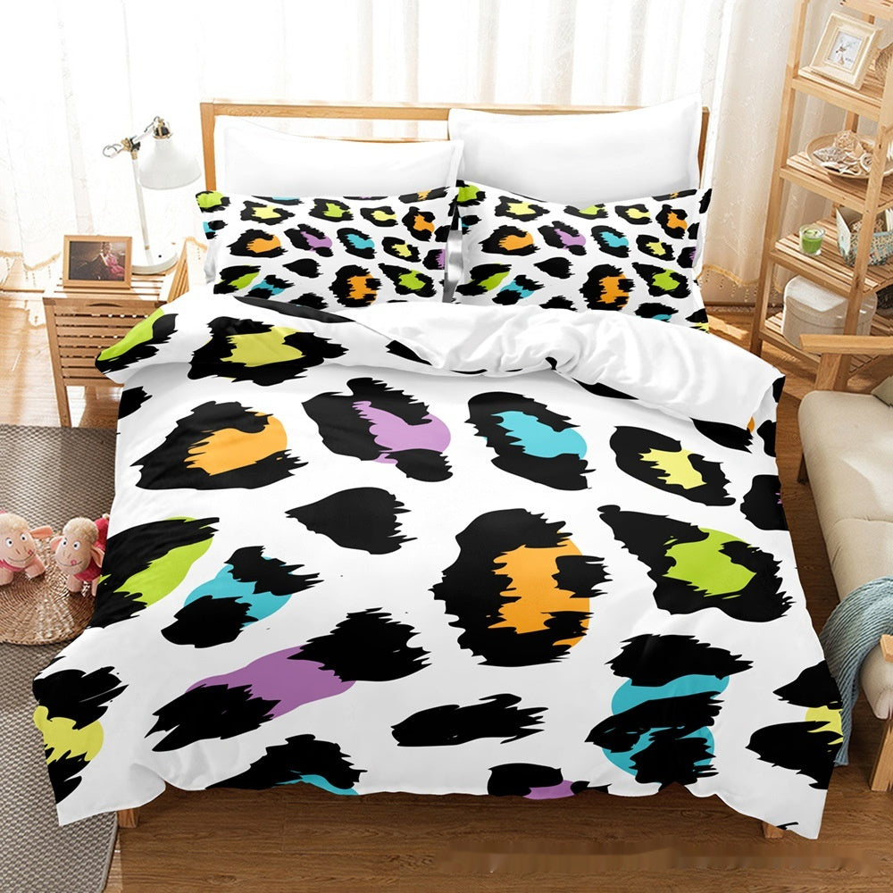 Animal fur grain duvet cover set Pillowcase Three-piece Set