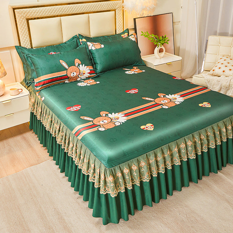 viscose fiber sleeping mat set  Bed Skirt Three-piece Set Home