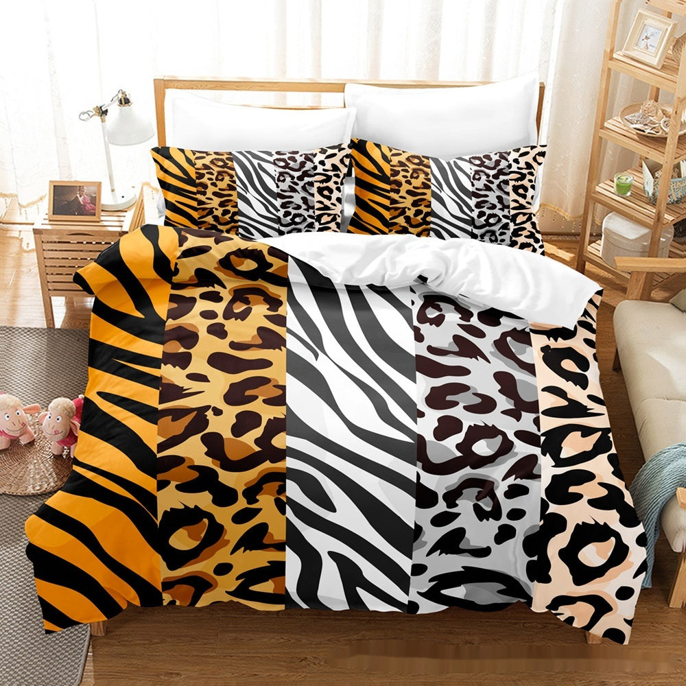 Animal fur grain duvet cover set Pillowcase Three-piece Set