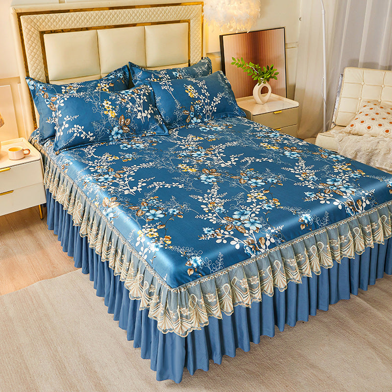 viscose fiber sleeping mat set  Bed Skirt Three-piece Set Home
