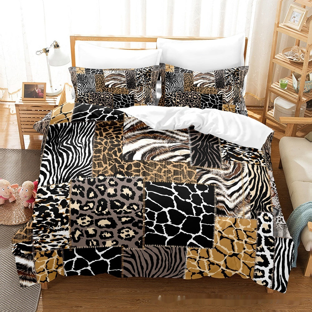 Animal fur grain duvet cover set Pillowcase Three-piece Set