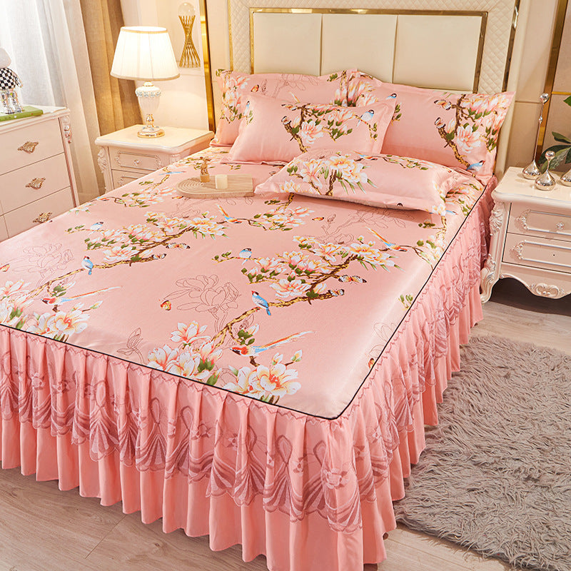 viscose fiber sleeping mat set  Bed Skirt Three-piece Set Home