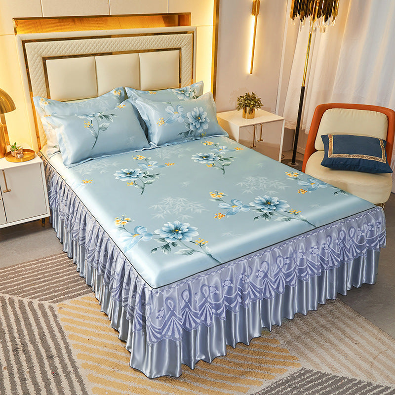 viscose fiber sleeping mat set  Bed Skirt Three-piece Set Home