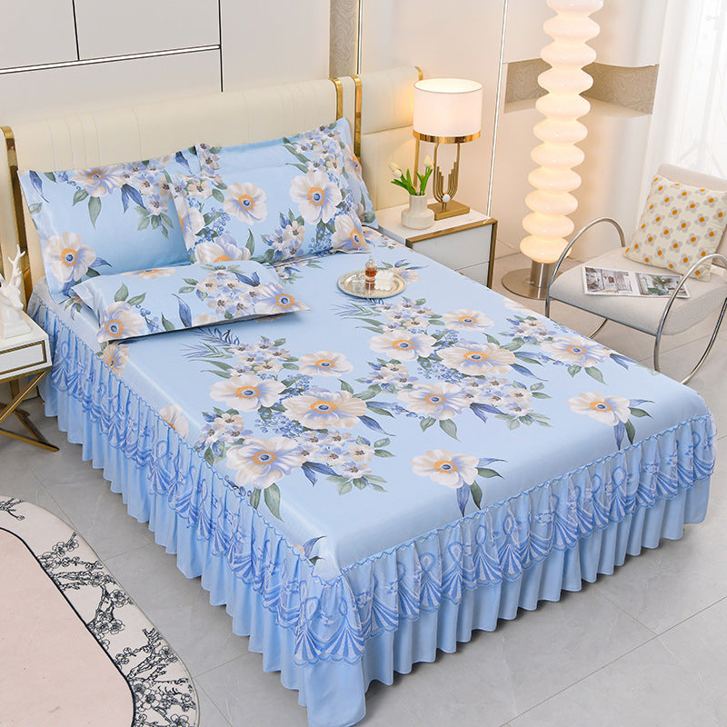 viscose fiber sleeping mat set  Bed Skirt Three-piece Set Home