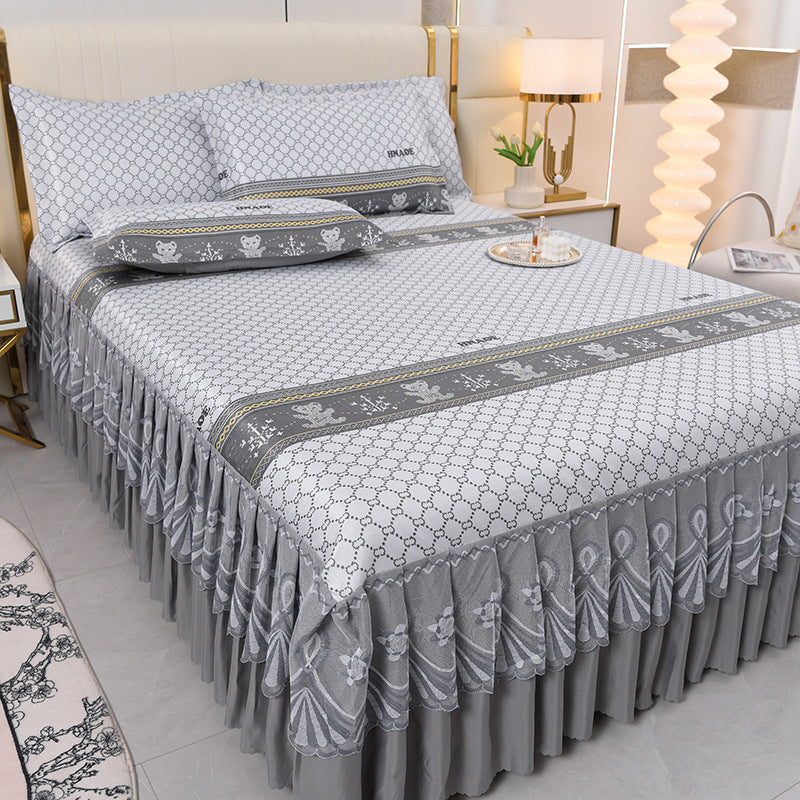 viscose fiber sleeping mat set  Bed Skirt Three-piece Set Home