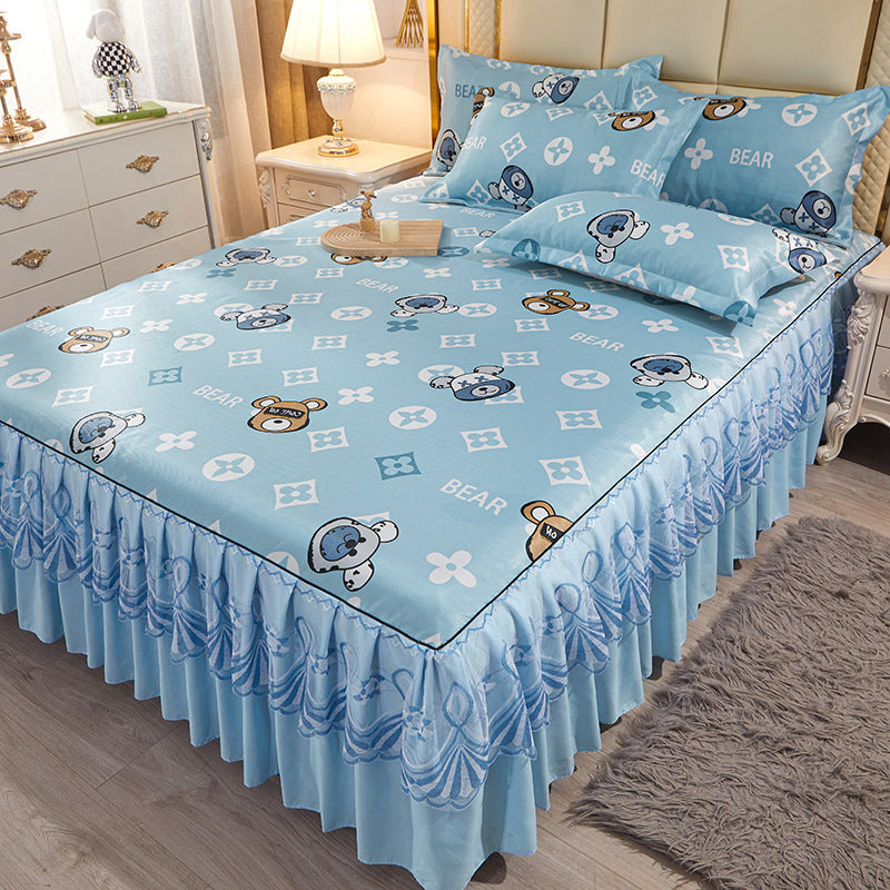 viscose fiber sleeping mat set  Bed Skirt Three-piece Set Home