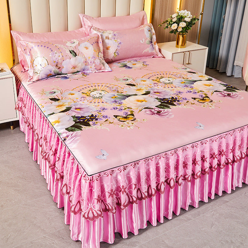 viscose fiber sleeping mat set  Bed Skirt Three-piece Set Home